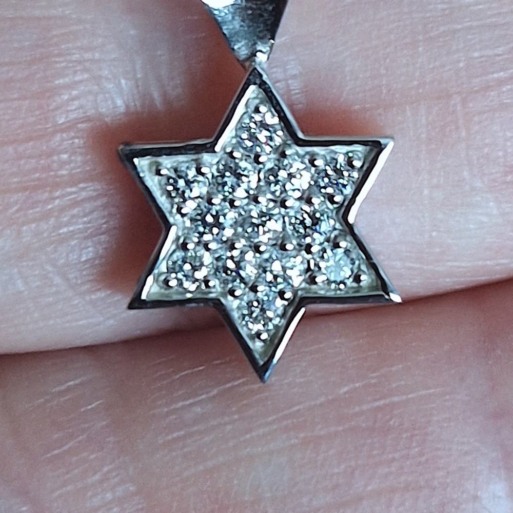 14kt Star of David 0.40ct Genuine Diamonds Pendant Necklace 14kt White Gold